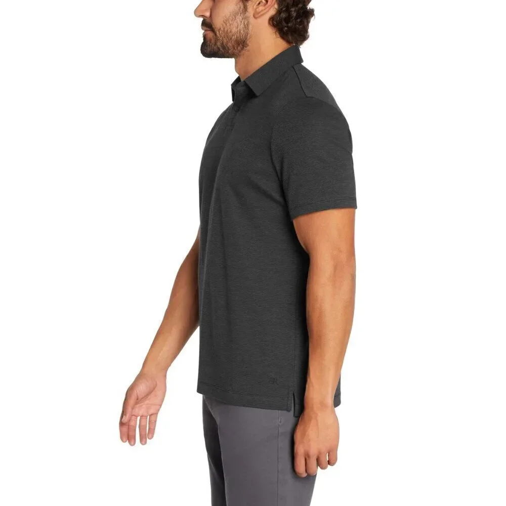 NWT - Banana Republic Men’s Luxe Polo Black Gray Stripe – Size XL